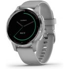 Garmin - Vivoactive 4S, Smaller-Sized GPS Smartwatch, Powder Gray/Silver