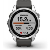 Garmin - Fenix 7S Standard Edition, Rugged Outdoor Bluetooth Touchscreen Smartwatch, Silver with Graphite Band