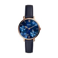 Fossil Women's Jacqueline Three-Hand Navy Leather Watch