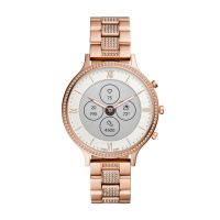 Fossil Women's 42MM Charter HR Heart Rate Rose Gold Stainless Steel Hybrid HR Smart Watch